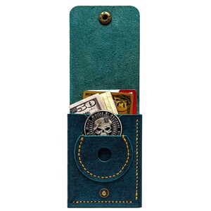 Cartera minimalista de cuero con bolsillo para monedas EDC: accesorio de uso diario cosido a mano, regalo ideal para novios u hombres