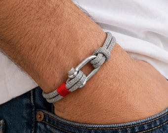 Nautical Rope Bracelet with Stainless Steel Shackle Clasp – Double Strand – Unisex