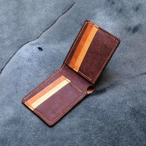Portefeuille à deux volets en cuir italien fabriqué à la main - Cadeau personnalisé pour homme, femme, cadeau de Noël