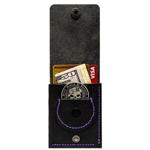 Cartera minimalista de cuero con bolsillo para monedas EDC: accesorio de uso diario cosido a mano, regalo ideal para novios u hombres