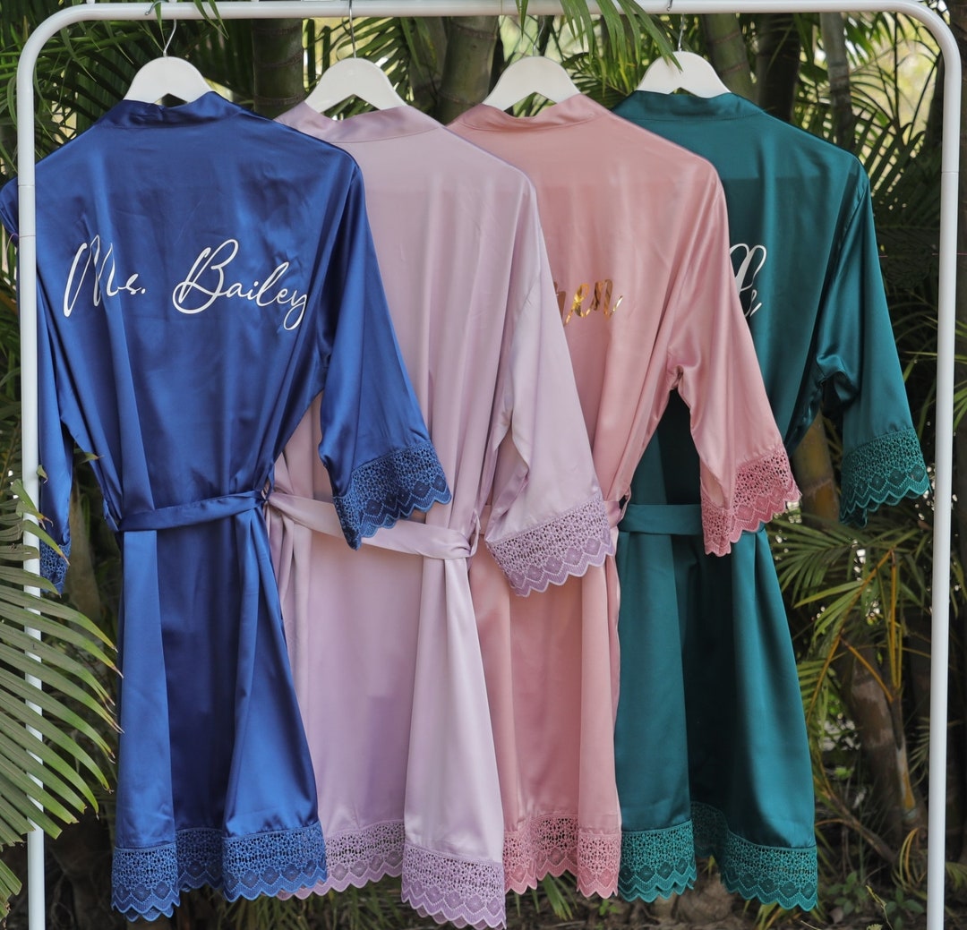 Getting Ready Satin Lace Robe, Bridesmaid Gifts, Bridal Robe, Bridal