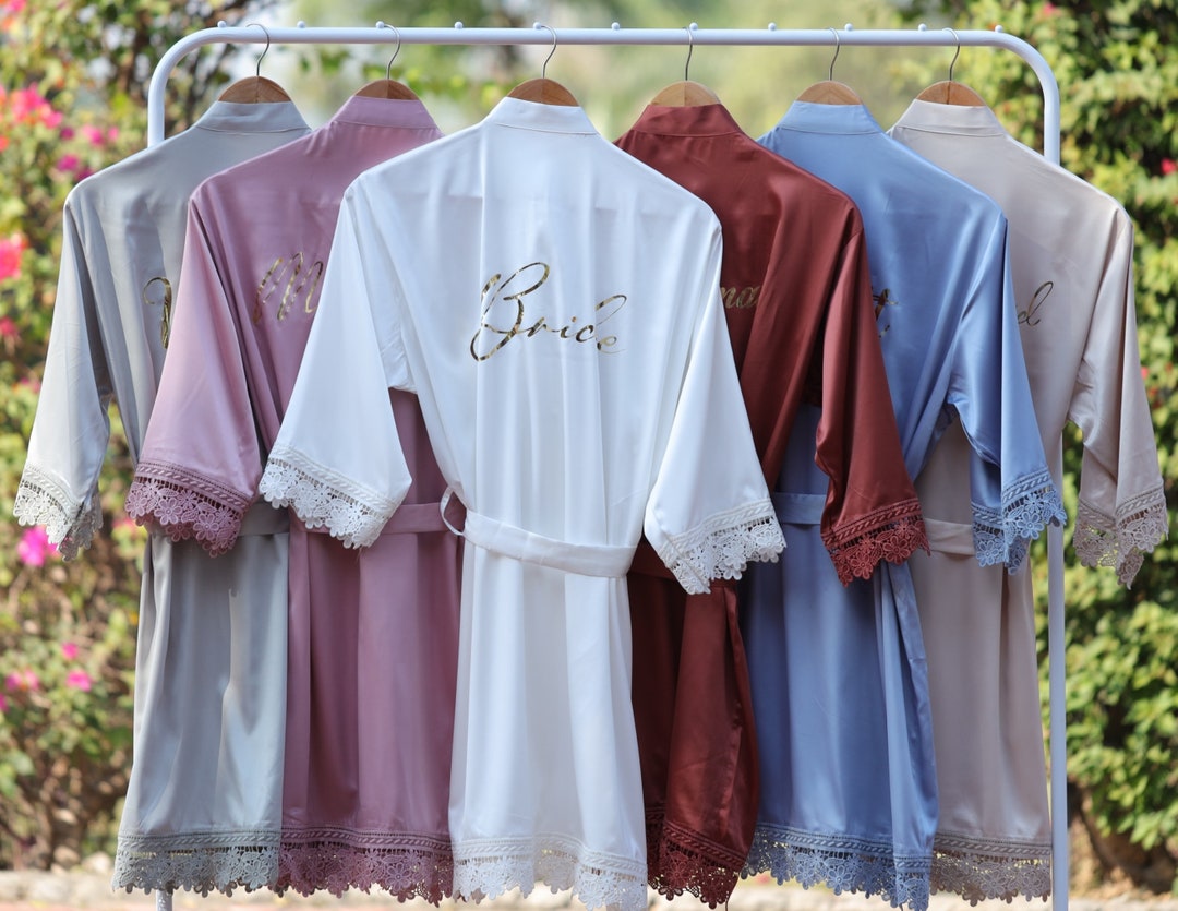 Lace Bridesmaid Robe, Custom Bridal Robe, Wedding Favor Robe, Robes for