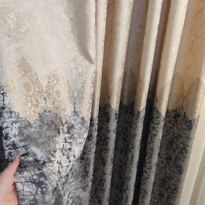 Luxury Gradient Blackout Curtain, Modern Jacquard Drapes, Elegant Living Room Curtains, Custom Size Curtain Panel