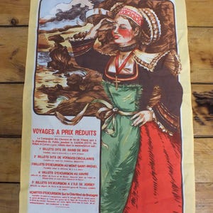 Paño de cocina impreso vintage Eli, cartel del ferrocarril Brittany Western