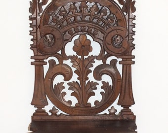 Etagère console d'applique en bois ajouré style Breton, rustique +