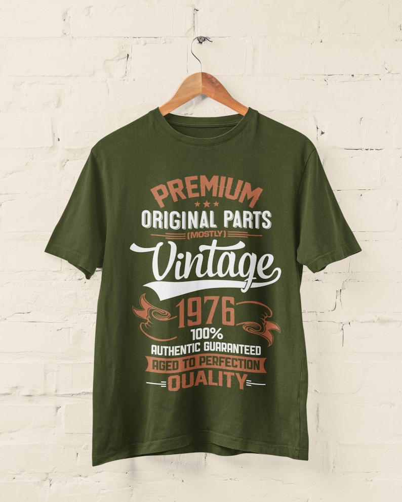 Personalized 50th Birthday T-Shirt: Vintage 1976 Aged To Perfection image 10