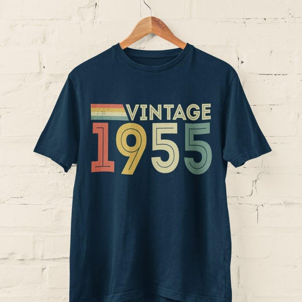 70th Birthday Shirt For Men - Vintage 1955 Retro Design Customizable Birthday Gift T-Shirt - View #8