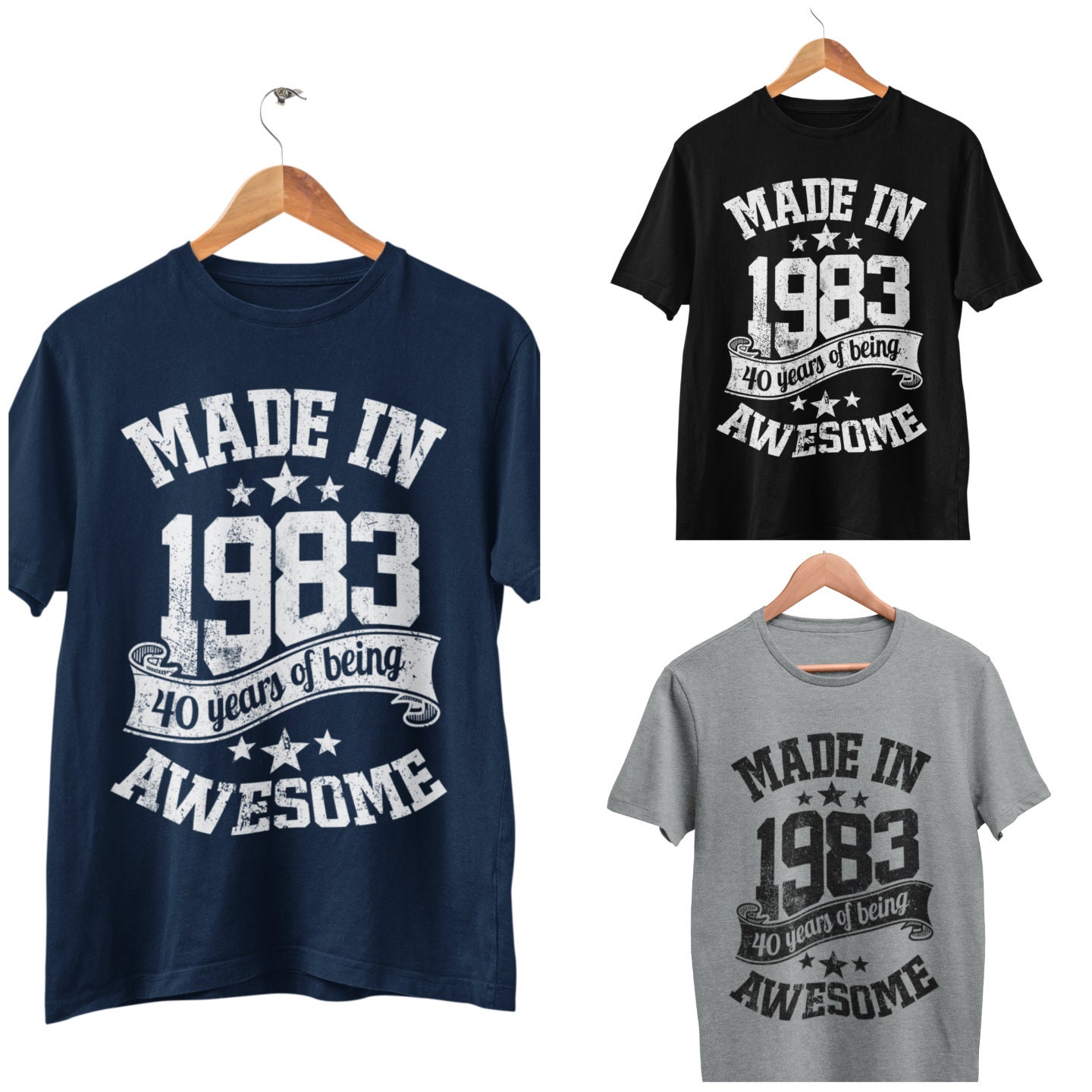 Discover Funny 40th Birthday T Shirt 2023 Made In 1983 40 Years Of Being T-Shirt