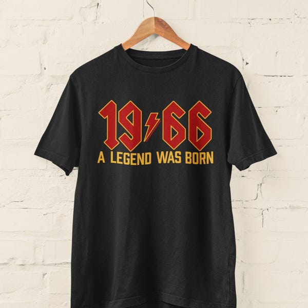 60歳の誕生日Tシャツ：1966年の伝説、レトロロッカーTシャツ