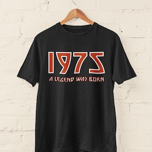 50th Birthday T Shirt 2025 1975 A Legend Was Born with heavy metal rock style graphics BY36