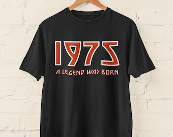 50th Birthday T Shirt 2025 1975 A Legend Was Born with heavy metal rock style graphics BY36