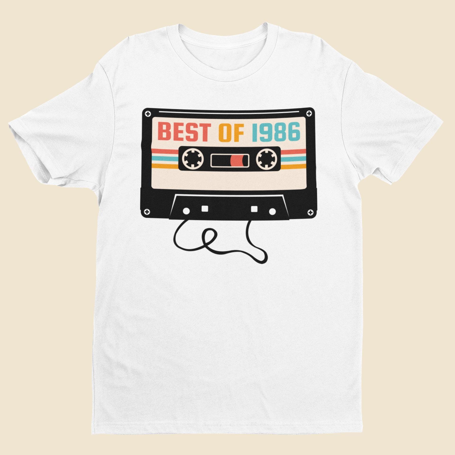 レトロ40周年記念Tシャツ：1986年カセットテープグラフィック40 in