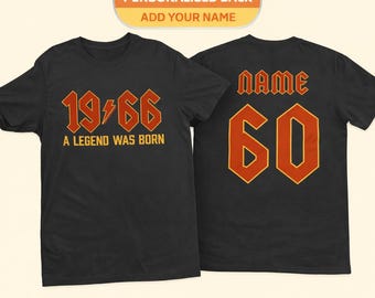 Personalised 60th Birthday T-Shirt: Heavy Metal Rocker Style 1966 A Legend Was Born