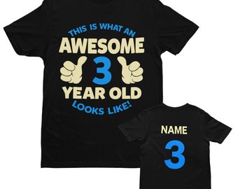Personalized 3rd Birthday Boy T-Shirt, Awesome Three Year Old Design