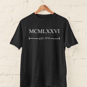 T-shirt 50e verjaardag: Romeinse cijfers 1976, est. 1976 2026 50e cadeau-ideeën
