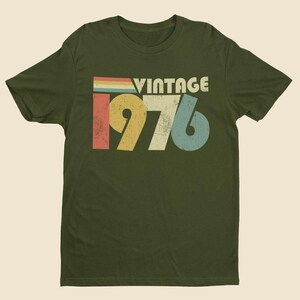 Personalised 50th Birthday T-Shirt: Vintage 1976 Retro Design 2026 50th Military Green