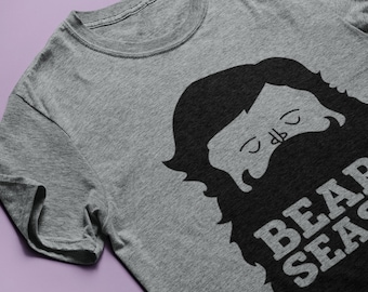 Beard Season Funny T Shirt featuring an unkempt bearded man