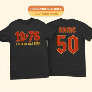 Maglietta personalizzata per il 50° compleanno: leggenda del rock retrò, nata nel 1976