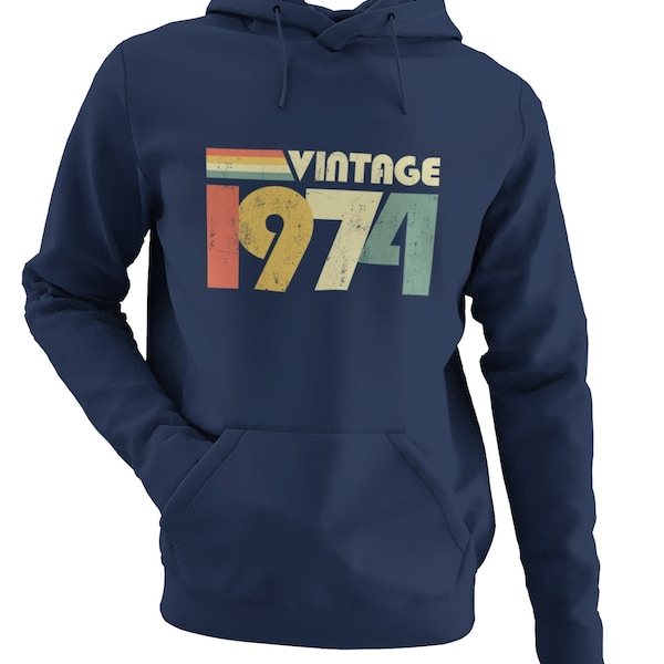 50e verjaardag 2024 cadeau-ideeën Vintage 1974 hoodie hoge kwaliteit retro stijl hooded top