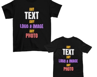 PERSONALISED KIDS Front AND Back Print T-Shirt Any Text Any Image Expertly Printed  With Easy To Use Design Tool custom gifts for children