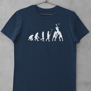 Rugby T Shirt Evolution of Rugby from ape through prehistoric man to rugby players catching ball at lineout EV5
