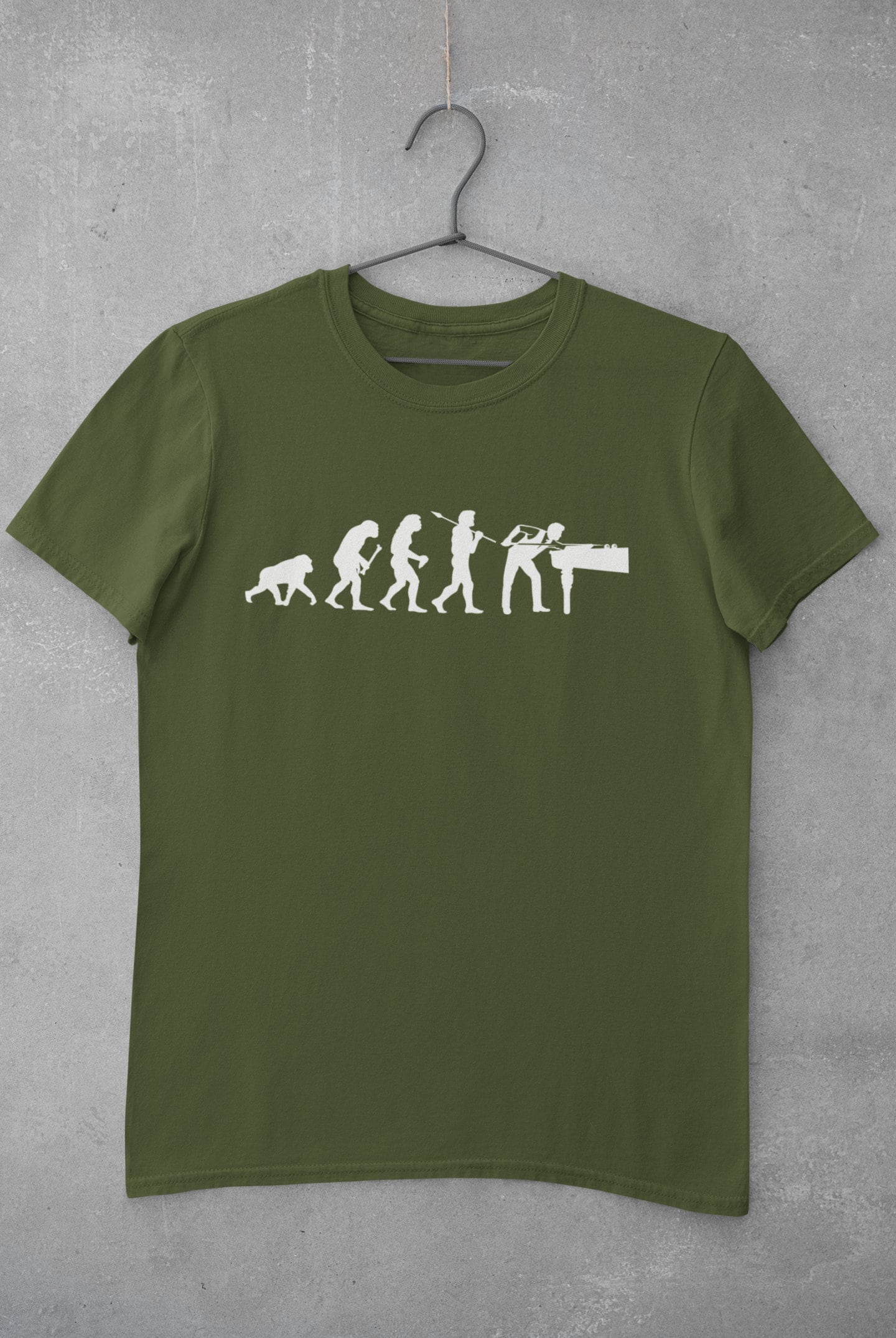 Evolution Of Snooker T Shirt from ape through prehistoric man to snooker player potting balls