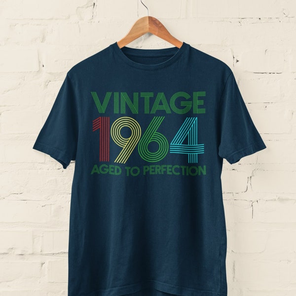 T-shirt drôle 60e anniversaire 2024, chemise vintage 1964, vieilli à la perfection, tailles Small - 6XL BY301