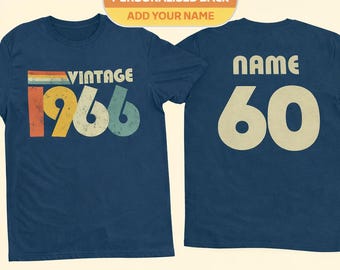Personalised 60th Birthday T-Shirt: Vintage 1966 Retro Design 2026 60th
