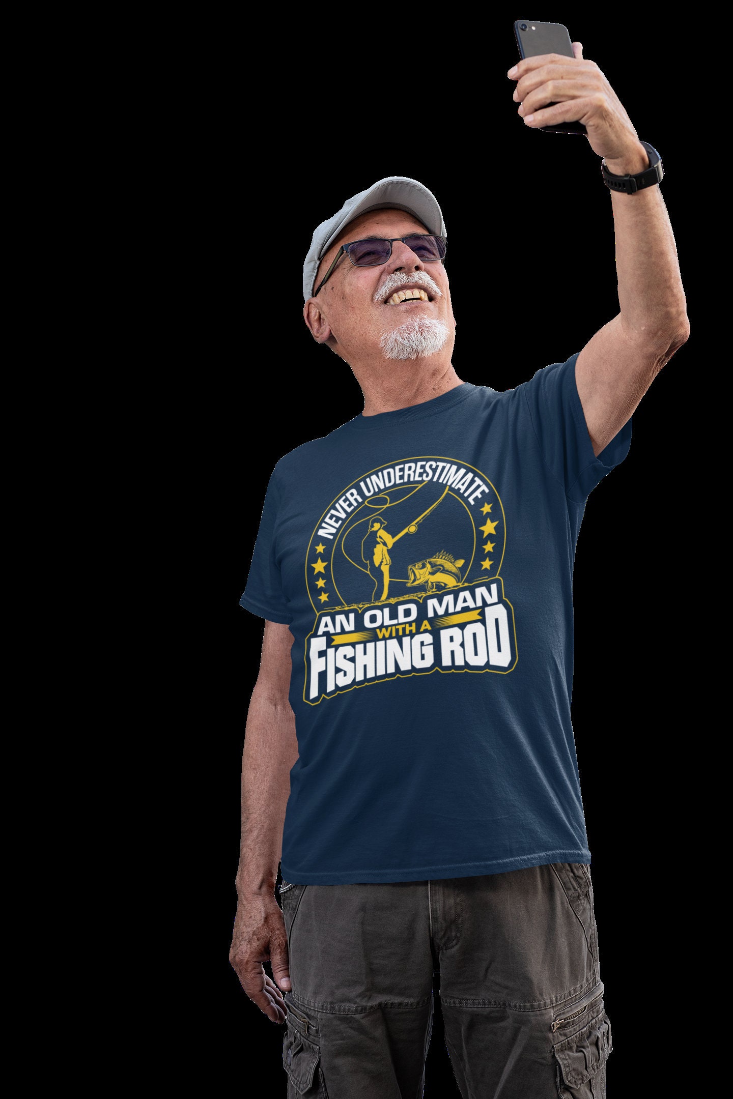 Never Underestimate an Old Man With A Fishing Rod Funny Fishing T Shirt  Gift for Dad Grandpa Fisherman 