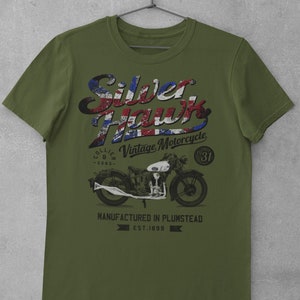 Silver Hawk Motorcycles Biker T Shirt Vintage Motorbike Union Jack Design