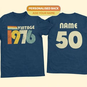 Personalised 50th Birthday T-Shirt: Vintage 1976 Retro Design 2026 50th image 1