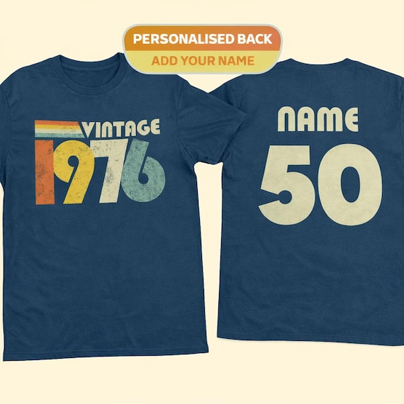 Personalised 50th Birthday T-Shirt: Vintage 1976 Retro Design 2026 50th