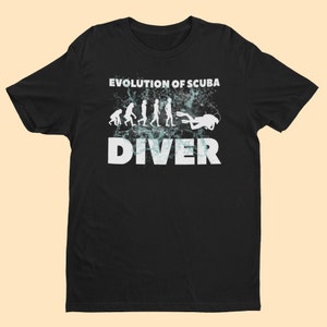 Evolution Of Scuba Diving T Shirt from ape through prehistoric man to scuba diver diving under water and swimming aquatic gifts EV15