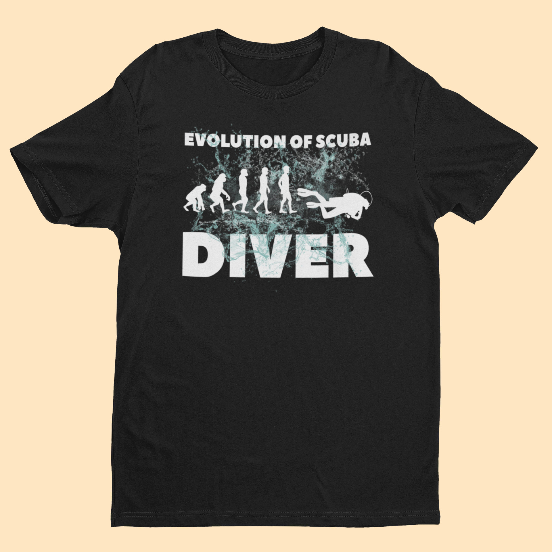 Evolution Of Scuba Diving T Shirt from ape through prehistoric man to scuba diver diving under water and swimming aquatic gifts EV15