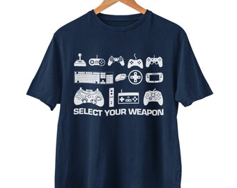 ゲームコントローラー付きの武器面白いゲーマーTシャツを選択してください