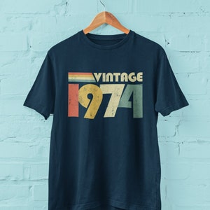 Vintage 1974 50th Birthday T Shirt 2024 retro fiftieth gift ideas BY30