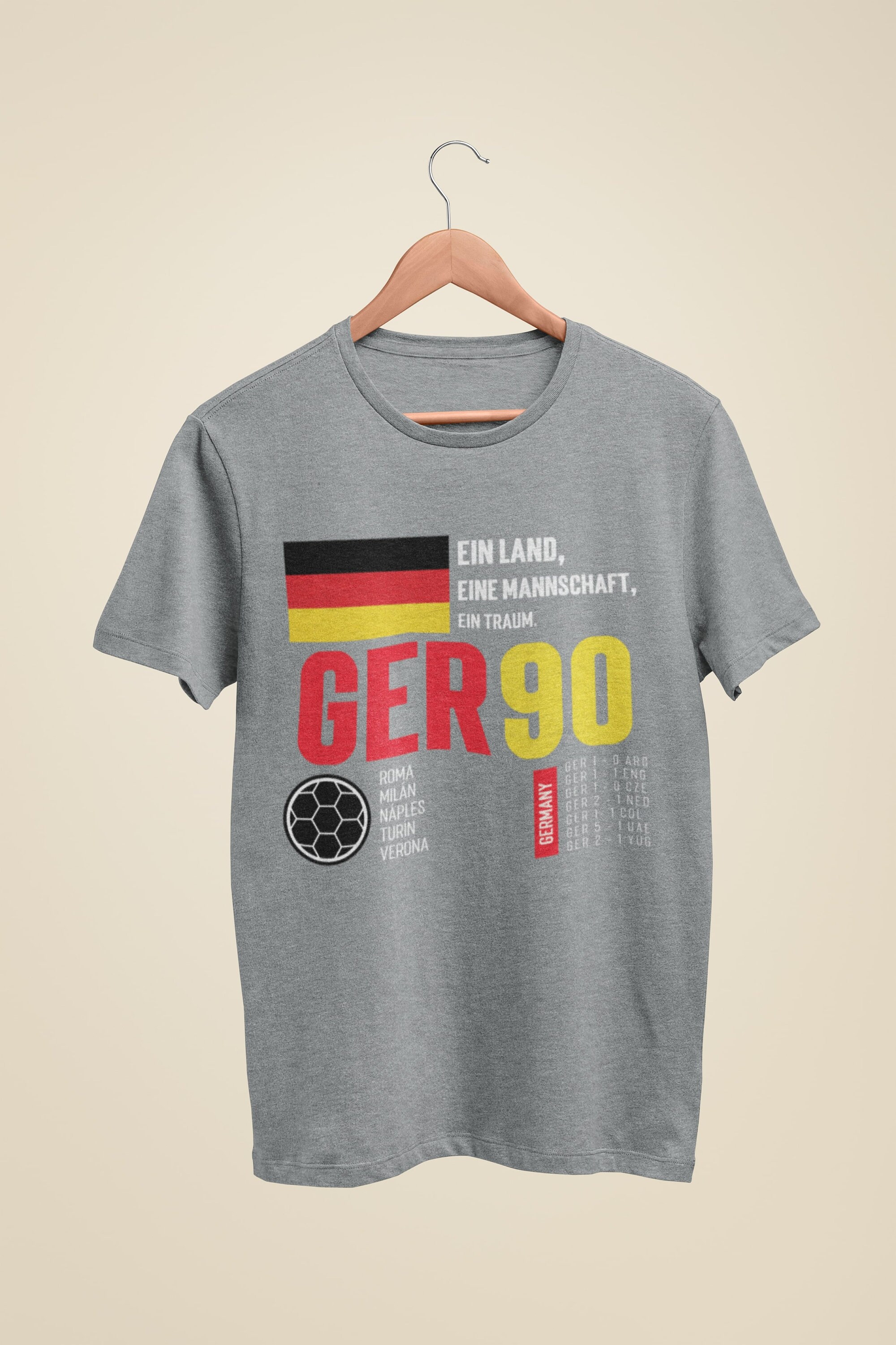 Retro Football T Shirt Germany 1990 Ein Land West Germany Italia 90 soccer tee