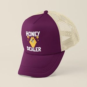 Retro Style Funny Trucker Cap Honey Dealer with bee and honeycomb graphic gift idea for apis