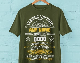Personalisierte Name und Geburtsjahr Geburtstag T-Shirt Classic Vintage Jeder Name jedes Jahr