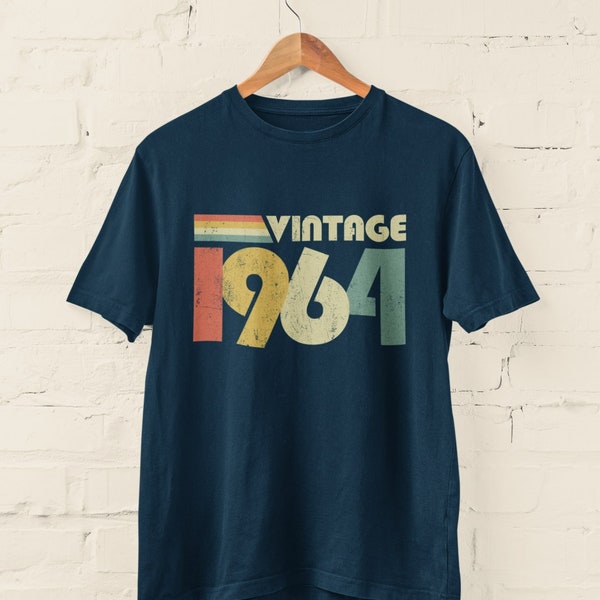 Cadeaux 60e anniversaire 2024 vintage 1964 T-shirt aux couleurs de style rétro et design en tailles Small - 6XL BY32