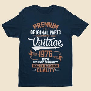Personalized 50th Birthday T-Shirt: Vintage 1976 Aged To Perfection image 2
