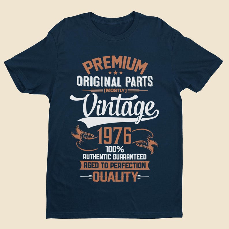 Personalized 50th Birthday T-Shirt: Vintage 1976 Aged To Perfection image 2