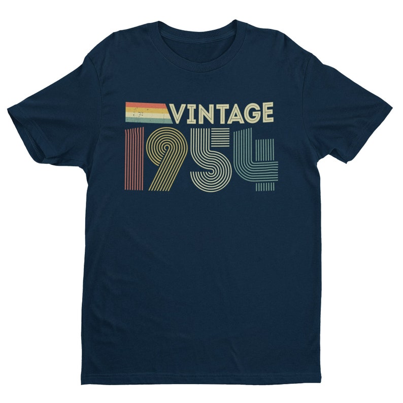 Vintage 1954 Retro 70e verjaardag T-shirt 2024 zeventigste cadeau-ideeën BY100 Midnight Navy Blue