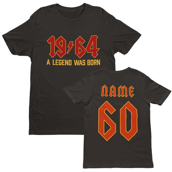 T-shirt 60e anniversaire personnalisé style heavy metal 2024 chemise 1964 Une légende est née avec impression au dos personnalisé style hard metal rock BY35