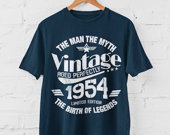 Vintage 1954 The Man The Myth Limited Edition 70e verjaardag T-shirt 2024 retro stijl 70e geschenken BY61