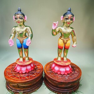 6 tum/15 cm 3 metall gaur gadadhar, två gudar i panchtattva , solid panchtatva staty från vrindavan 3 kg , klänning avaialabel ,