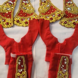 Devotional Gaura Nitai Embroidered Outfit, Handmade Silk Dress from Vrindavan, Custom Sizes for Gourang Deities, Perfect for ISKCON Temples