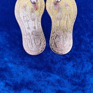 Traditional Brass Charan Paduka | Laxmi Charan Paduka | Hindu Puja Blessings | Handmade in Vrindavan