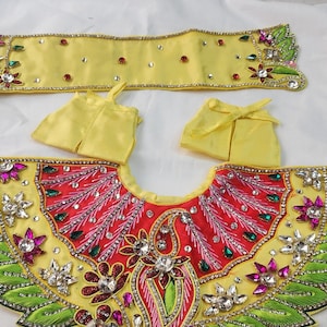 Exclusive Radha Krishna Attire | Handmade Embroidery  Zari Work Radha Krishna Outfit – Dhoti Kurta for Krishna & Lehenga Dupatta for Radha