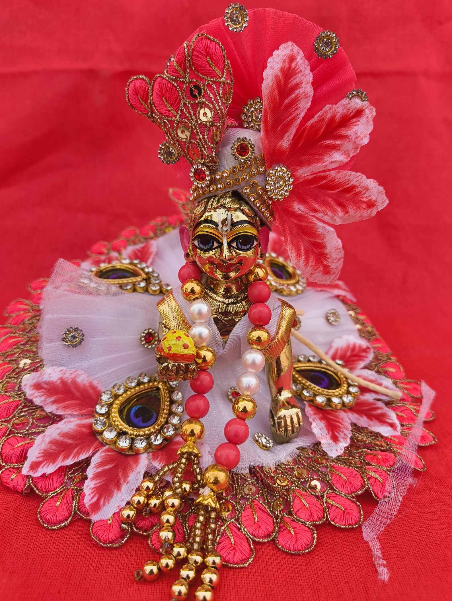 5-inch Brass Laddu Gopal Idol | Handmade Bal Gopal Murti | Krishna ...